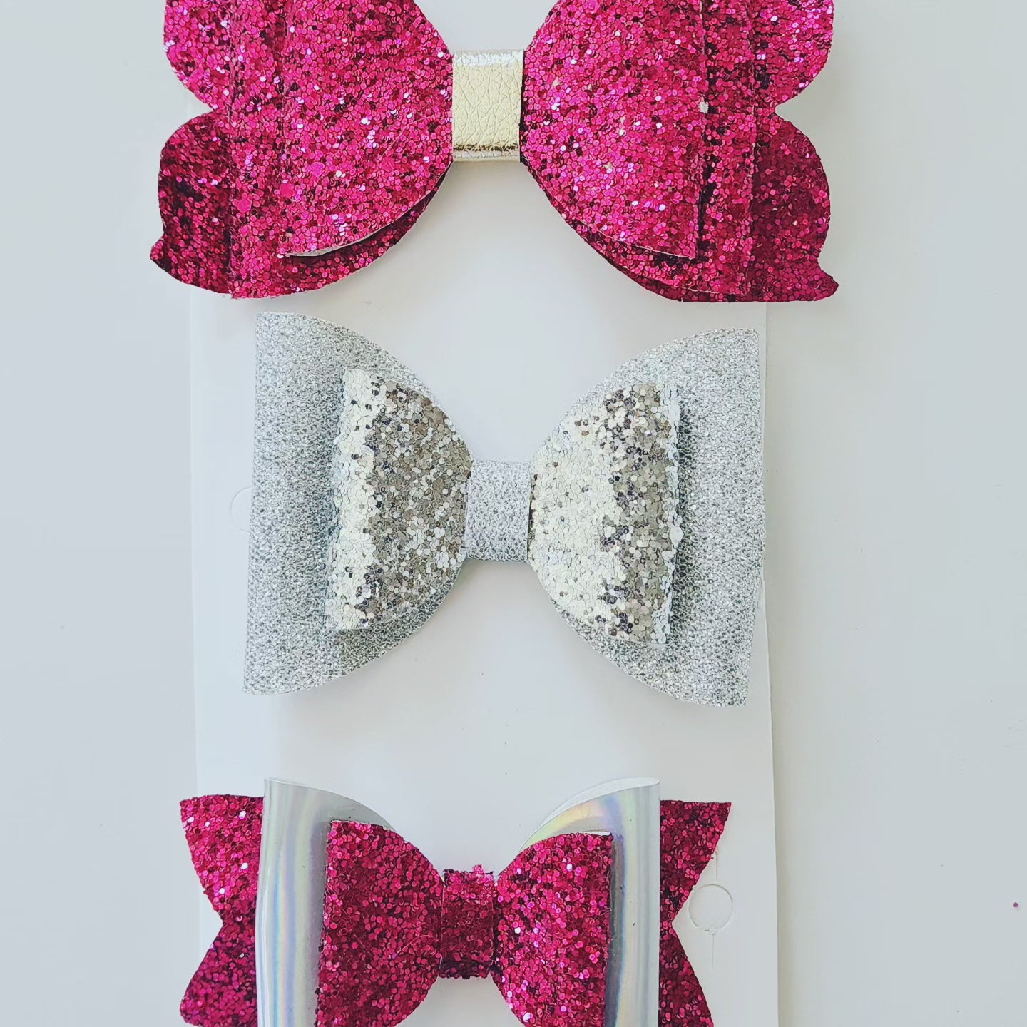 Trio Glitter rosa+plata